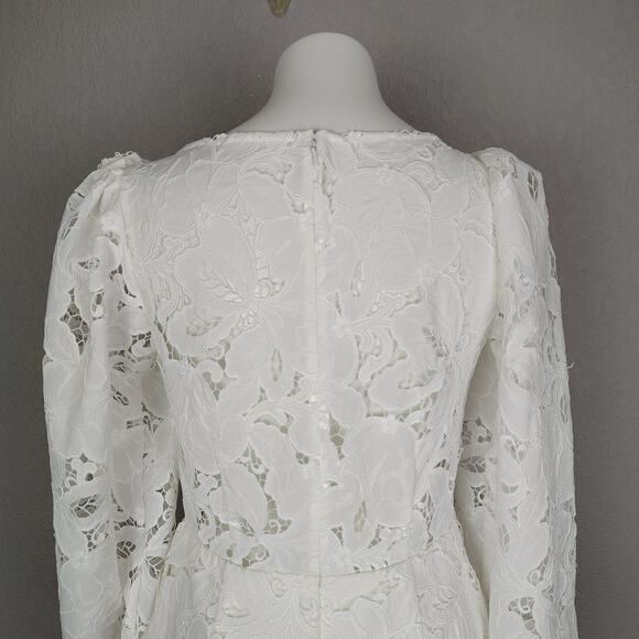 Jenny Yoo Chaya Levine Embroidered Cutout Fabric White Mini Dress Size 10 - Picture 12 of 16